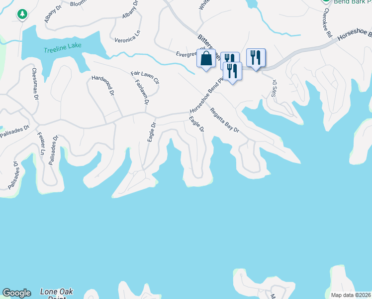 map of restaurants, bars, coffee shops, grocery stores, and more near 272 Eagle Drive in Lake Ozark
