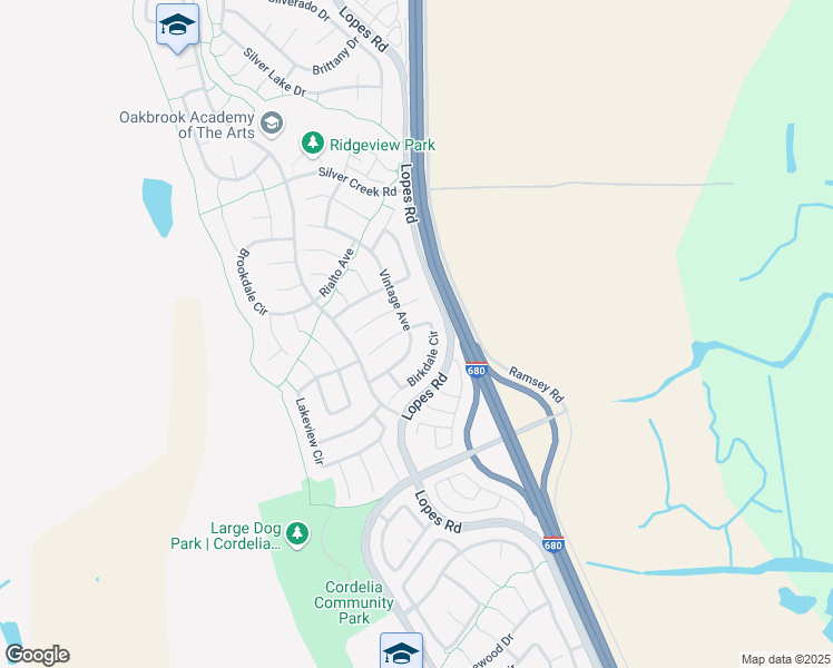 map of restaurants, bars, coffee shops, grocery stores, and more near 4899 Birkdale Circle in Fairfield