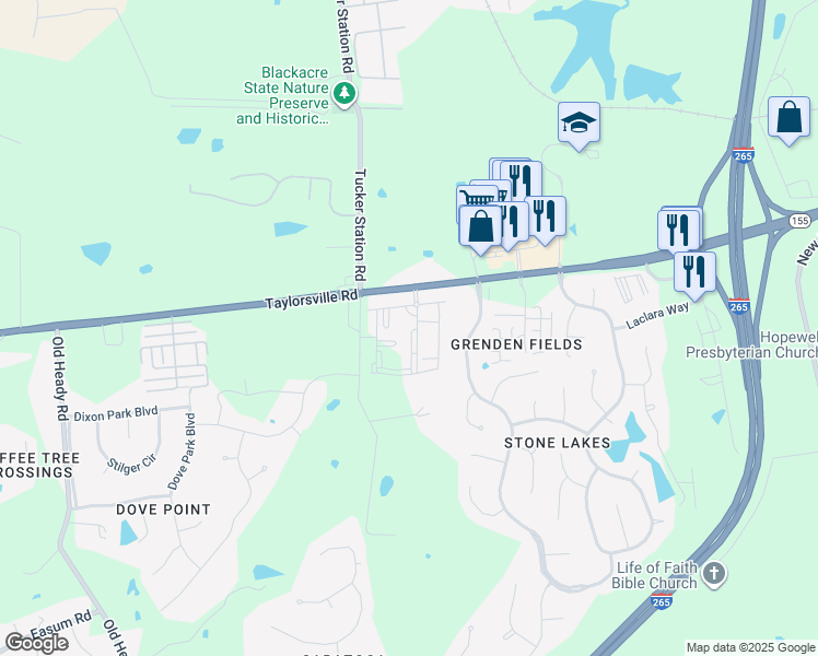 map of restaurants, bars, coffee shops, grocery stores, and more near 12508 Taylorsville Road in Louisville
