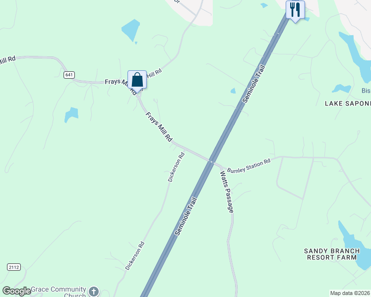 map of restaurants, bars, coffee shops, grocery stores, and more near County Road 641 in Albemarle County