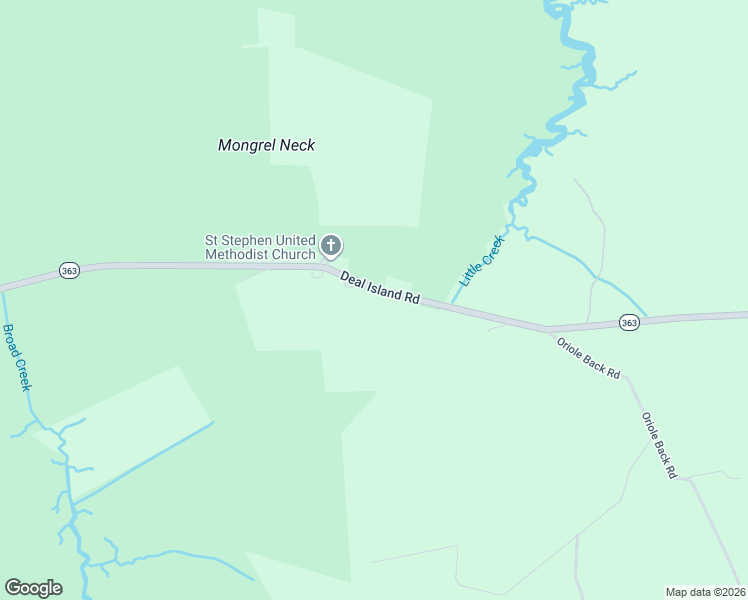 map of restaurants, bars, coffee shops, grocery stores, and more near 26339 Maryland 363 in Princess Anne