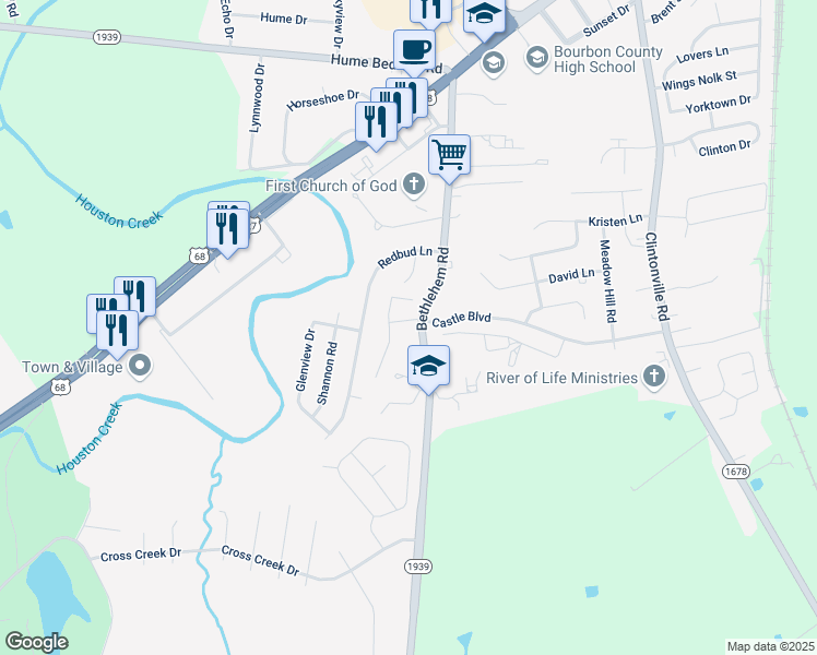 map of restaurants, bars, coffee shops, grocery stores, and more near 205 Windham Hill Drive in Paris