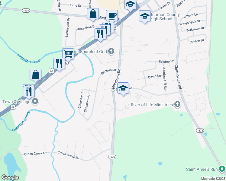 map of restaurants, bars, coffee shops, grocery stores, and more near 369 Bethlehem Road in Paris