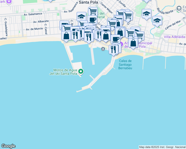 map of restaurants, bars, coffee shops, grocery stores, and more near in Santa Pola