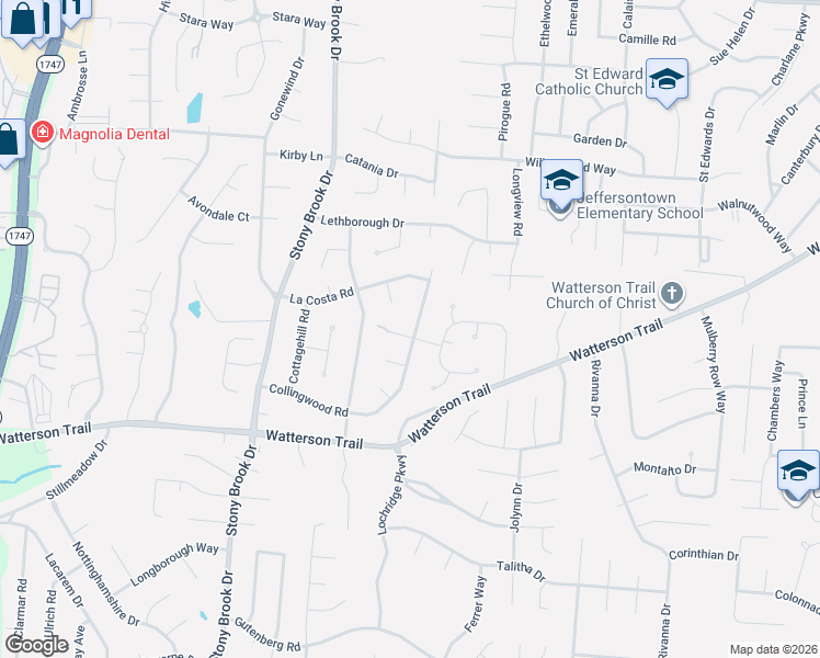 map of restaurants, bars, coffee shops, grocery stores, and more near 9201 Collingwood Road in Louisville