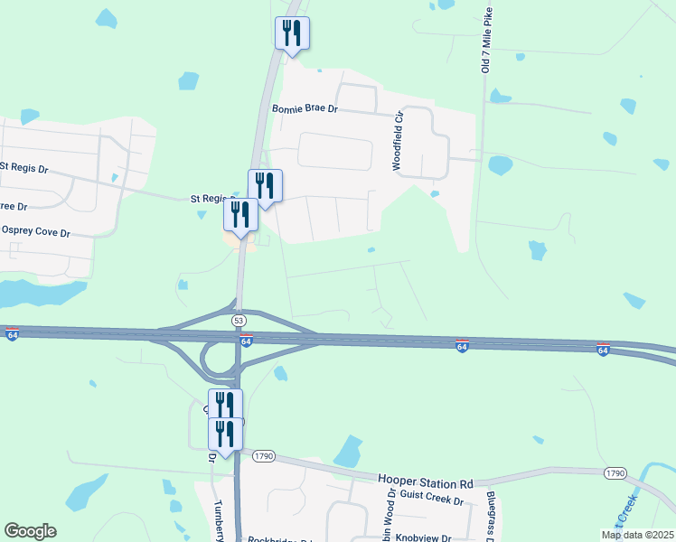 map of restaurants, bars, coffee shops, grocery stores, and more near 1218 Shepard Way in Shelbyville
