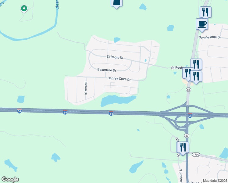 map of restaurants, bars, coffee shops, grocery stores, and more near 169 Gray Hawk Drive in Shelbyville