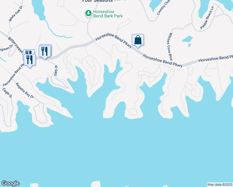 map of restaurants, bars, coffee shops, grocery stores, and more near 59 Regency Cove Drive in Village of Four Seasons