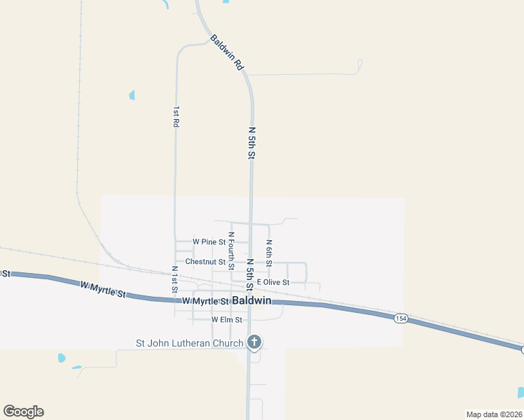 map of restaurants, bars, coffee shops, grocery stores, and more near 504 North 5th Street in Baldwin