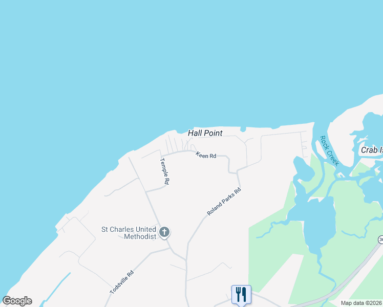 map of restaurants, bars, coffee shops, grocery stores, and more near 23606 Keen Road in Deal Island Historic District