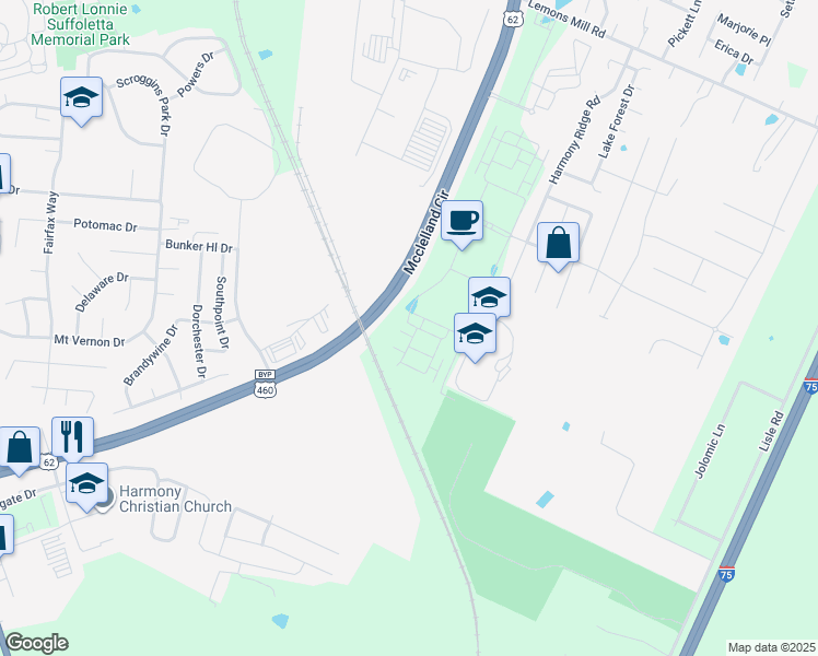 map of restaurants, bars, coffee shops, grocery stores, and more near 106 Jonathan Path in Georgetown