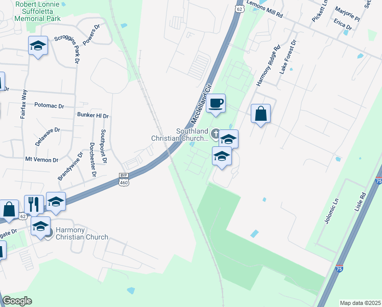 map of restaurants, bars, coffee shops, grocery stores, and more near 106 Jonathan Path in Georgetown