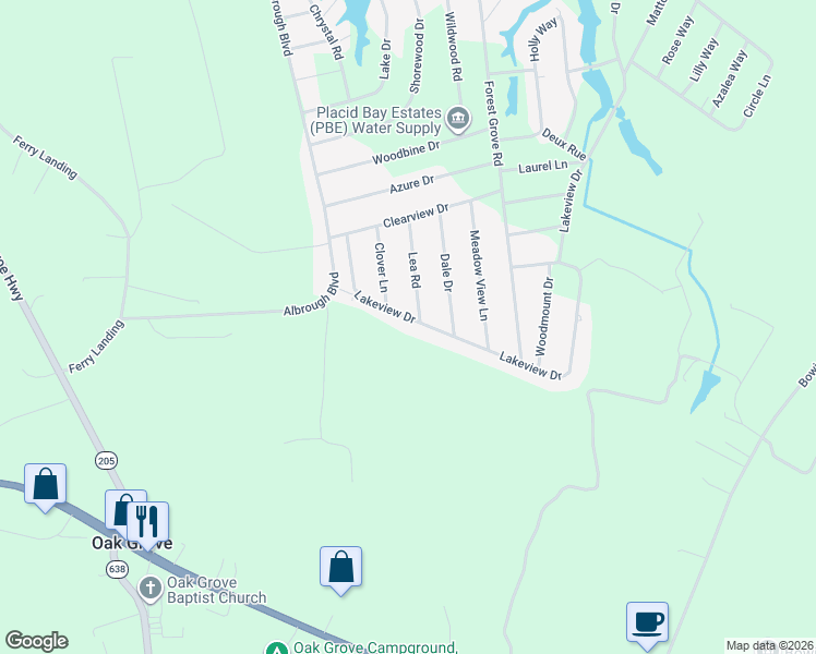 map of restaurants, bars, coffee shops, grocery stores, and more near 260 Lakeview Drive in Colonial Beach