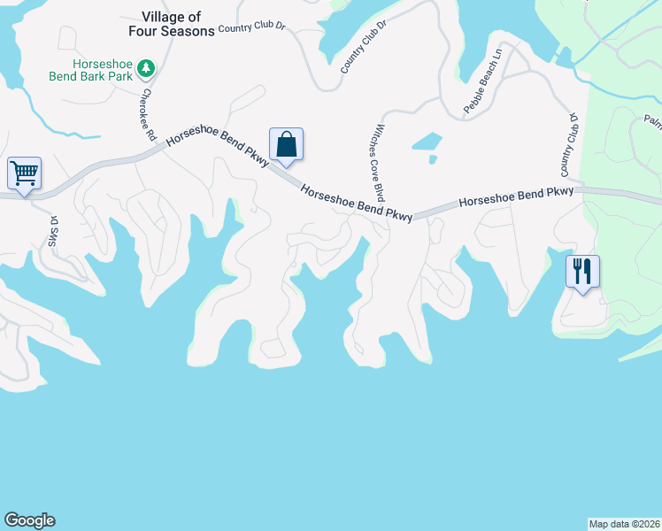 map of restaurants, bars, coffee shops, grocery stores, and more near Tree Loft Circle in Village of Four Seasons