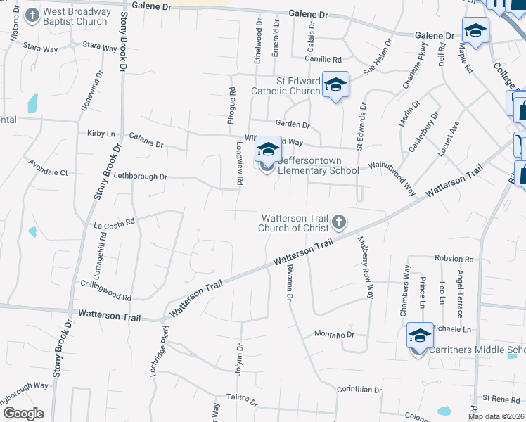 map of restaurants, bars, coffee shops, grocery stores, and more near 9313 Le Beau Court in Louisville