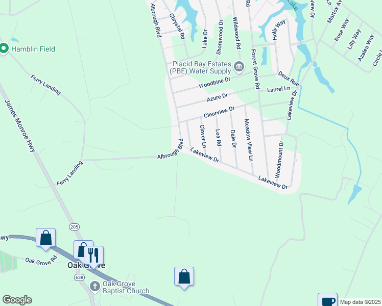 map of restaurants, bars, coffee shops, grocery stores, and more near 138 Lakeview Drive in Colonial Beach