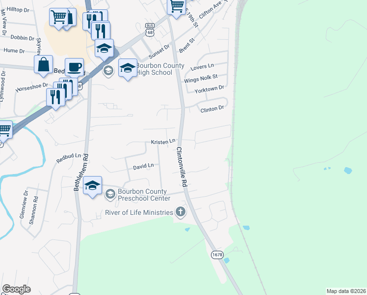 map of restaurants, bars, coffee shops, grocery stores, and more near 399 Clintonville Road in Paris