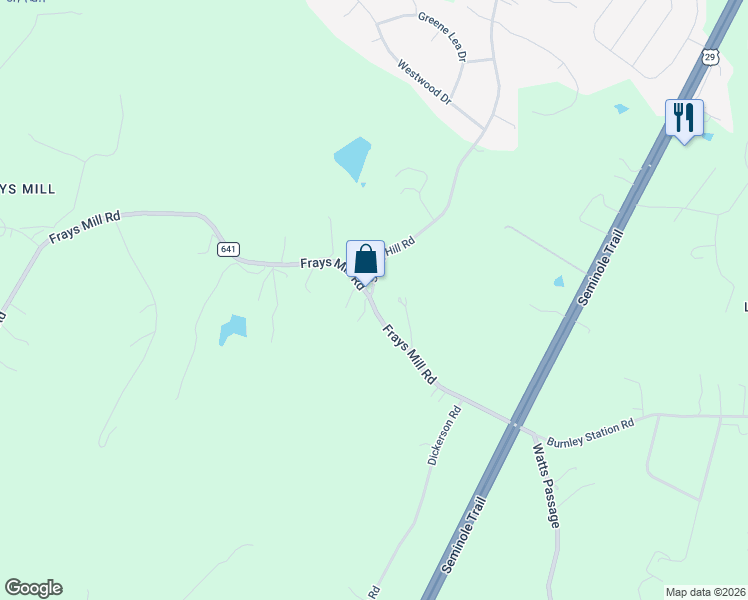 map of restaurants, bars, coffee shops, grocery stores, and more near 2646 Frays Mill Road in Ruckersville