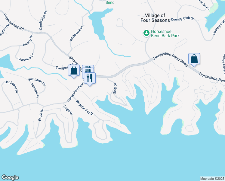 map of restaurants, bars, coffee shops, grocery stores, and more near 177 Sws Drive in Lake Ozark