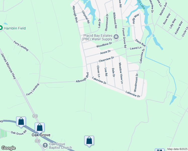 map of restaurants, bars, coffee shops, grocery stores, and more near 121 Lakeview Drive in Colonial Beach