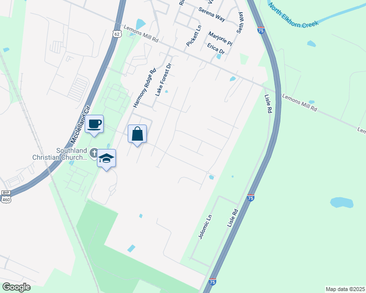 map of restaurants, bars, coffee shops, grocery stores, and more near 121 High Point Drive in Georgetown