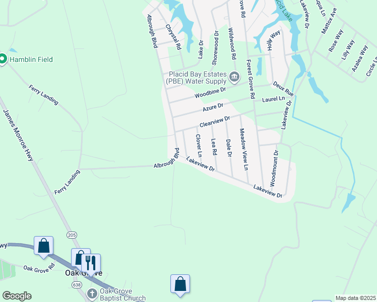 map of restaurants, bars, coffee shops, grocery stores, and more near 109 Lakeview Drive in Colonial Beach