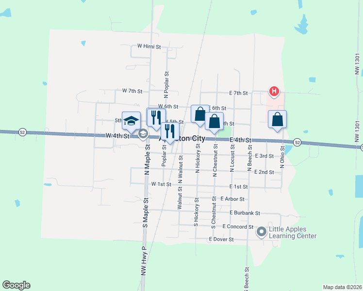map of restaurants, bars, coffee shops, grocery stores, and more near in Appleton City