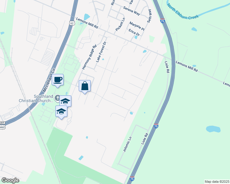 map of restaurants, bars, coffee shops, grocery stores, and more near 125 High Point Drive in Georgetown