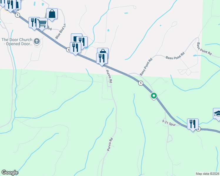 map of restaurants, bars, coffee shops, grocery stores, and more near 161 Silver Maple Drive in Sunrise Beach