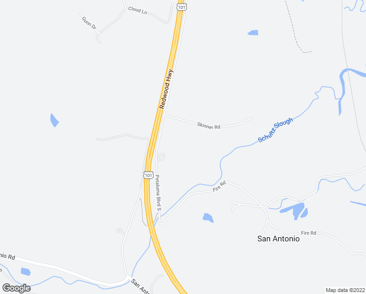map of restaurants, bars, coffee shops, grocery stores, and more near 5381 Redwood Hwy in Petaluma