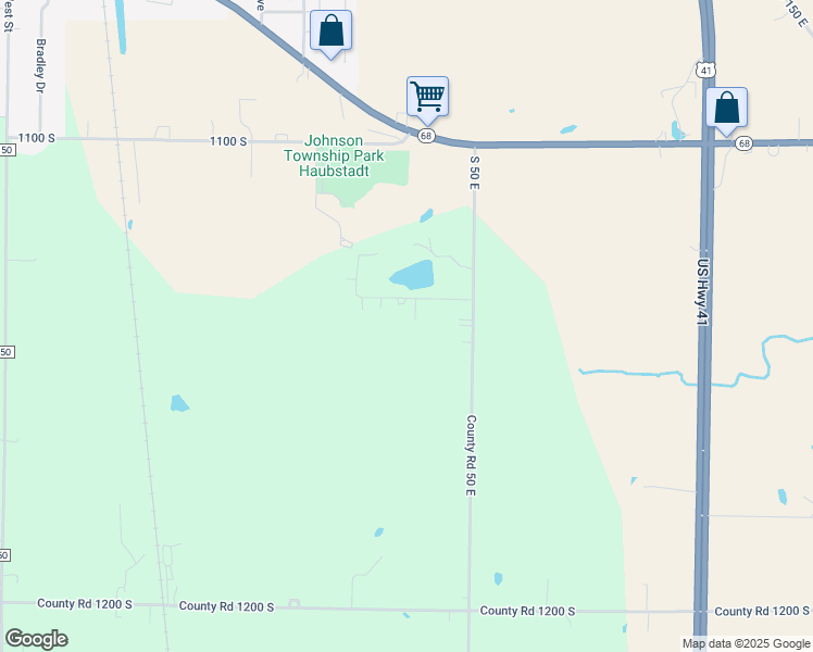 map of restaurants, bars, coffee shops, grocery stores, and more near 369 East Hirsch Woods Lane in Haubstadt