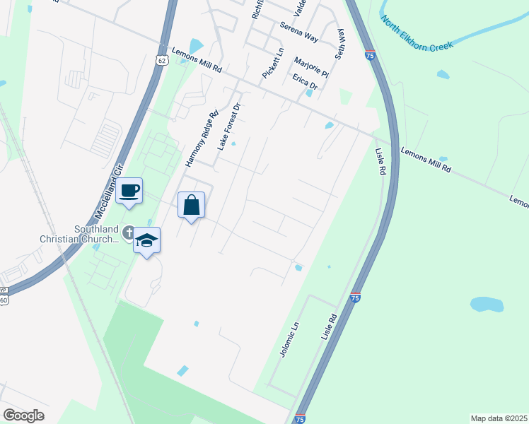 map of restaurants, bars, coffee shops, grocery stores, and more near 121 High Point Drive in Georgetown