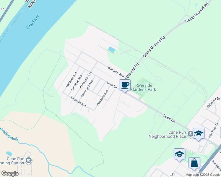 map of restaurants, bars, coffee shops, grocery stores, and more near 6511 Flagler Avenue in Louisville