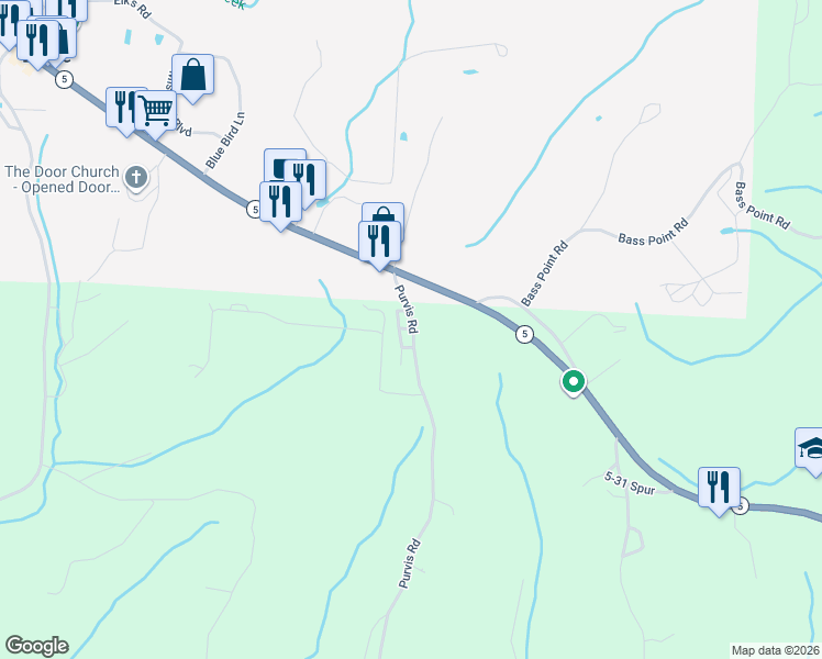 map of restaurants, bars, coffee shops, grocery stores, and more near 1-61 Silver Maple Dr in Sunrise Beach