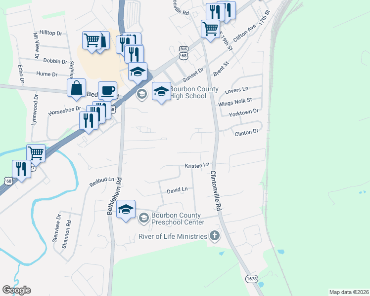 map of restaurants, bars, coffee shops, grocery stores, and more near 149 Bradford Drive in Paris