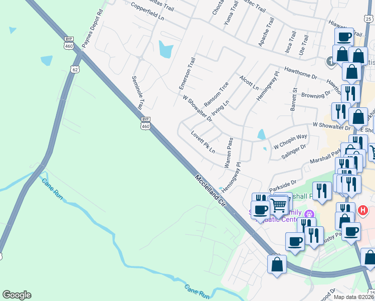map of restaurants, bars, coffee shops, grocery stores, and more near 144 Ransom Trace in Georgetown