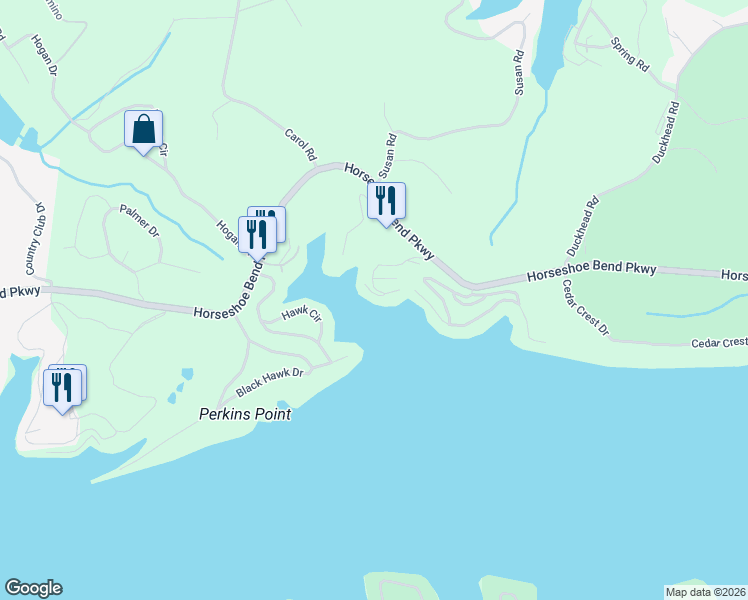 map of restaurants, bars, coffee shops, grocery stores, and more near 256 Emerald Bay Drive in Lake Ozark