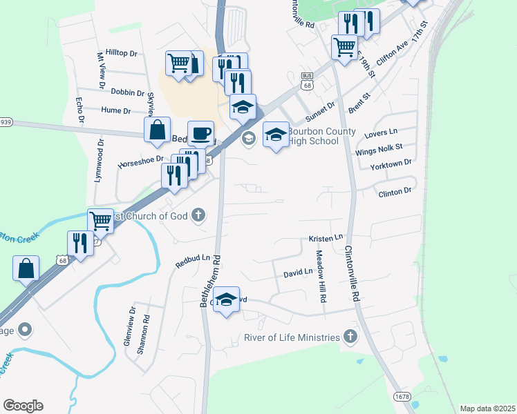 map of restaurants, bars, coffee shops, grocery stores, and more near 44 Roeling Acres Lane in Paris