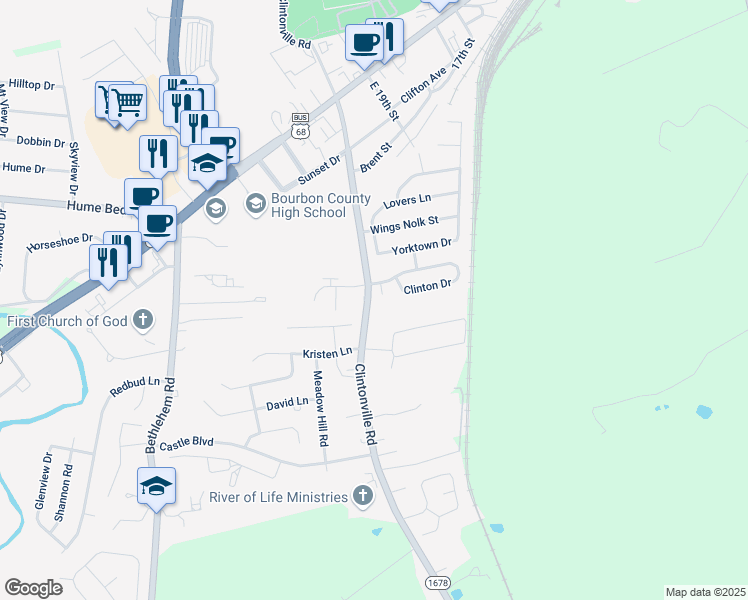 map of restaurants, bars, coffee shops, grocery stores, and more near 272 Clay Court in Paris