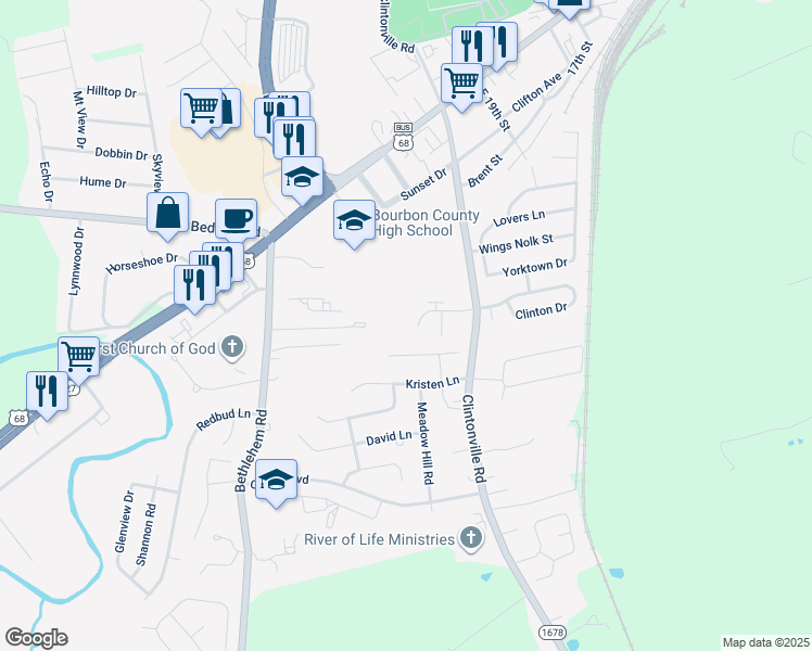 map of restaurants, bars, coffee shops, grocery stores, and more near 149 Bradford Drive in Paris