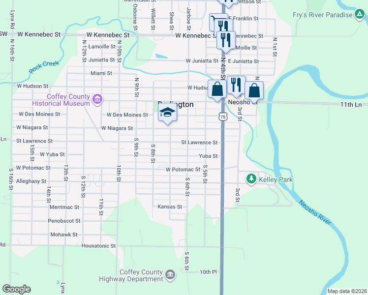 map of restaurants, bars, coffee shops, grocery stores, and more near 406 South 6th Street in Burlington