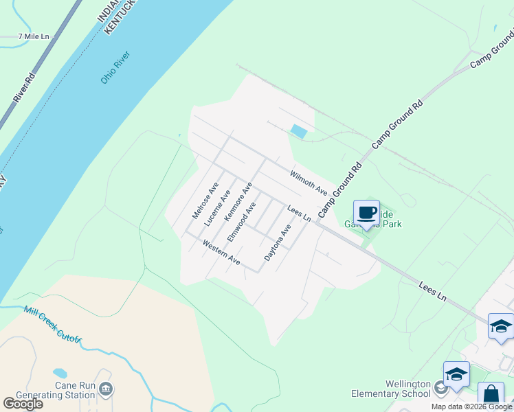map of restaurants, bars, coffee shops, grocery stores, and more near 6505 Elmwood Avenue in Louisville