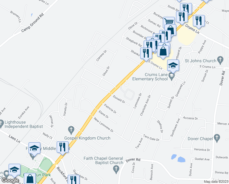 map of restaurants, bars, coffee shops, grocery stores, and more near 3219 Donald Drive in Louisville