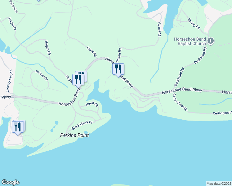 map of restaurants, bars, coffee shops, grocery stores, and more near 256 Emerald Bay Drive in Lake Ozark