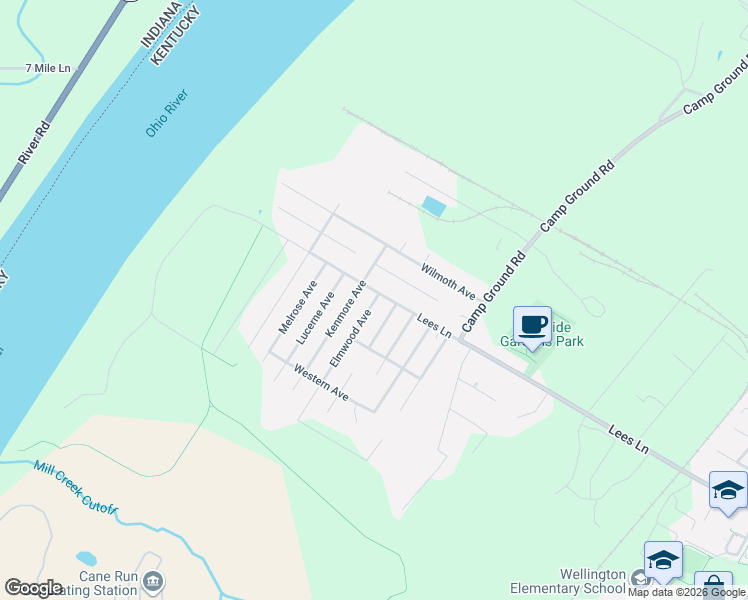 map of restaurants, bars, coffee shops, grocery stores, and more near 6505 Elmwood Avenue in Louisville