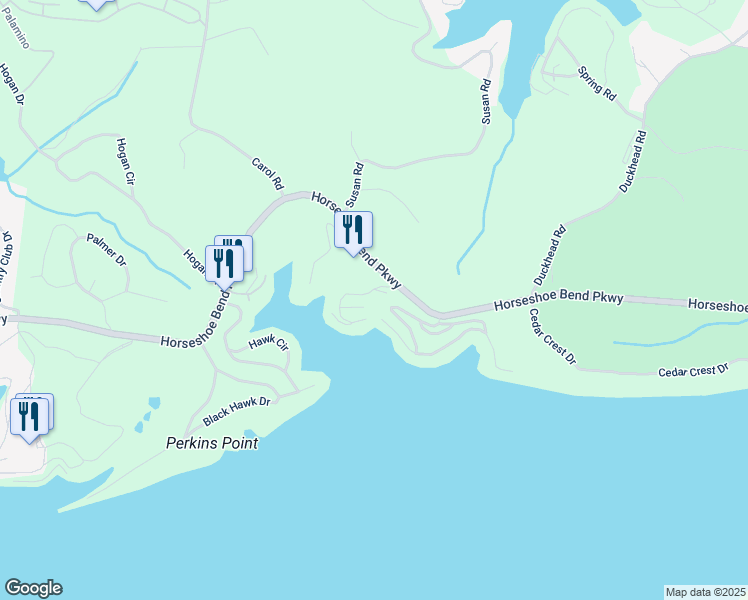 map of restaurants, bars, coffee shops, grocery stores, and more near 44 Emerald Bay Court in Lake Ozark