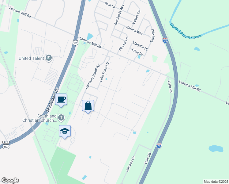 map of restaurants, bars, coffee shops, grocery stores, and more near 1161 Lemons Mill Road in Georgetown