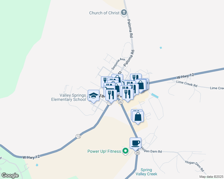 map of restaurants, bars, coffee shops, grocery stores, and more near 10 Daphne Street in Valley Springs