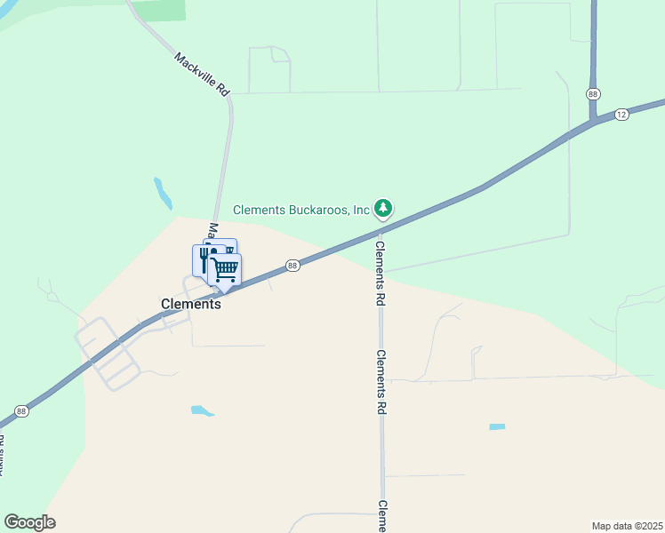 map of restaurants, bars, coffee shops, grocery stores, and more near 29650 California 88 in Acampo