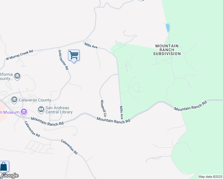 map of restaurants, bars, coffee shops, grocery stores, and more near 2055 Mills Avenue in San Andreas